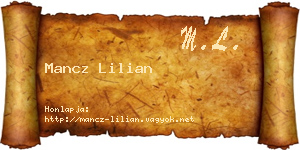 Mancz Lilian névjegykártya